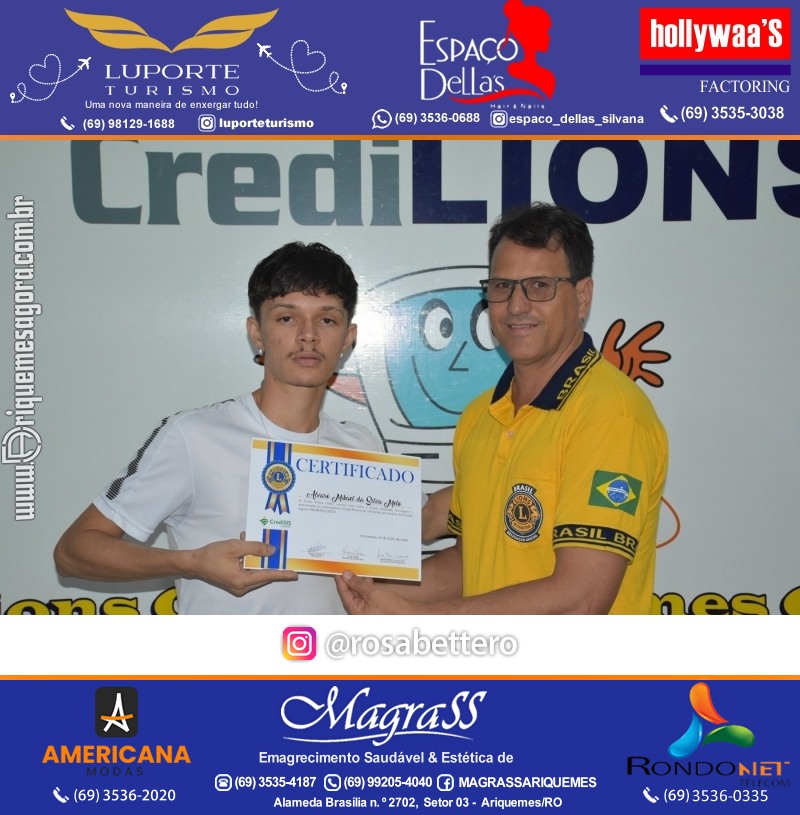 Entrega Certificados Curso Cursos Básico e Avançado do Projeto Inclusão Digital do Lions Clube Canaã em Ariquemes RO