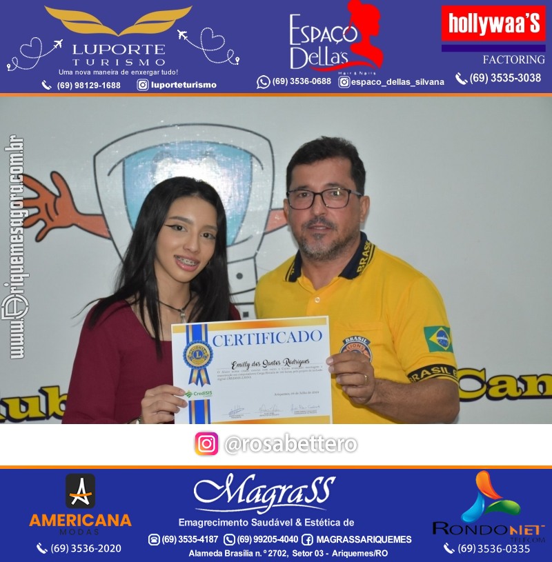 Entrega Certificados Curso Cursos Básico e Avançado do Projeto Inclusão Digital do Lions Clube Canaã em Ariquemes RO
