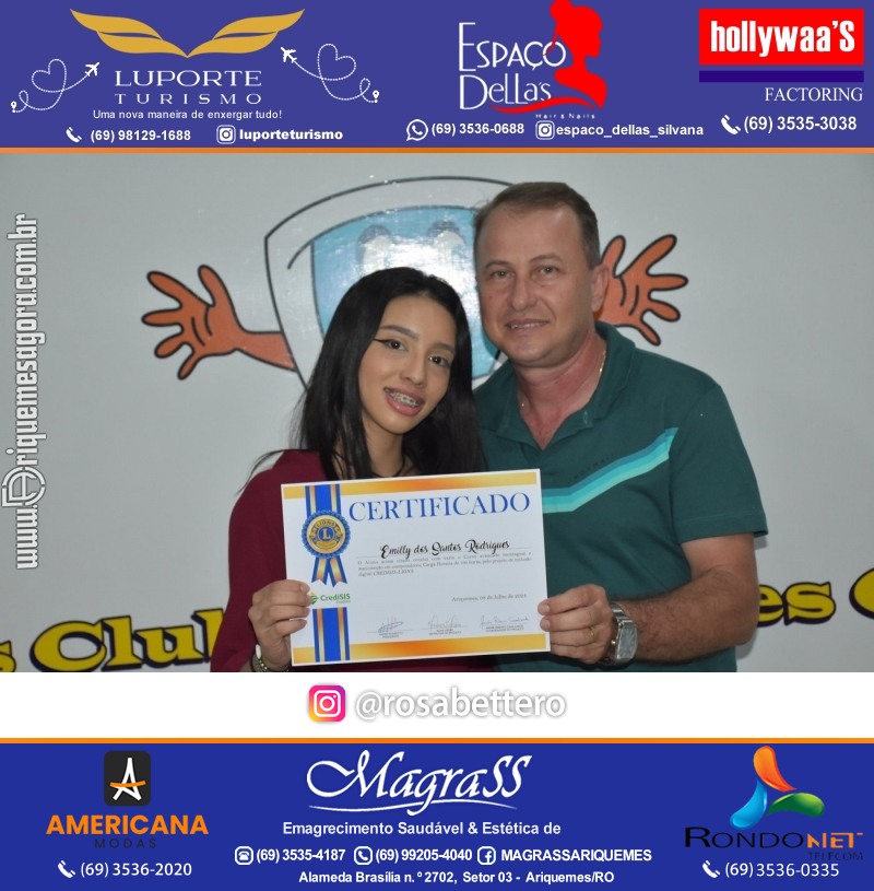 Entrega Certificados Curso Cursos Básico e Avançado do Projeto Inclusão Digital do Lions Clube Canaã em Ariquemes RO