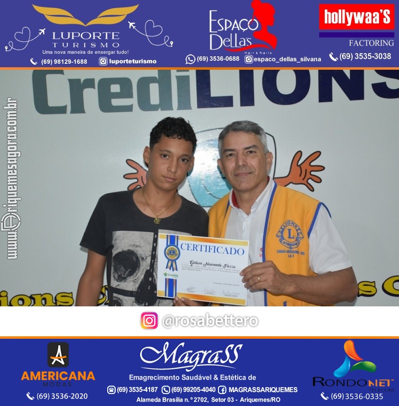 Entrega Certificados Curso Cursos Básico e Avançado do Projeto Inclusão Digital do Lions Clube Canaã em Ariquemes RO