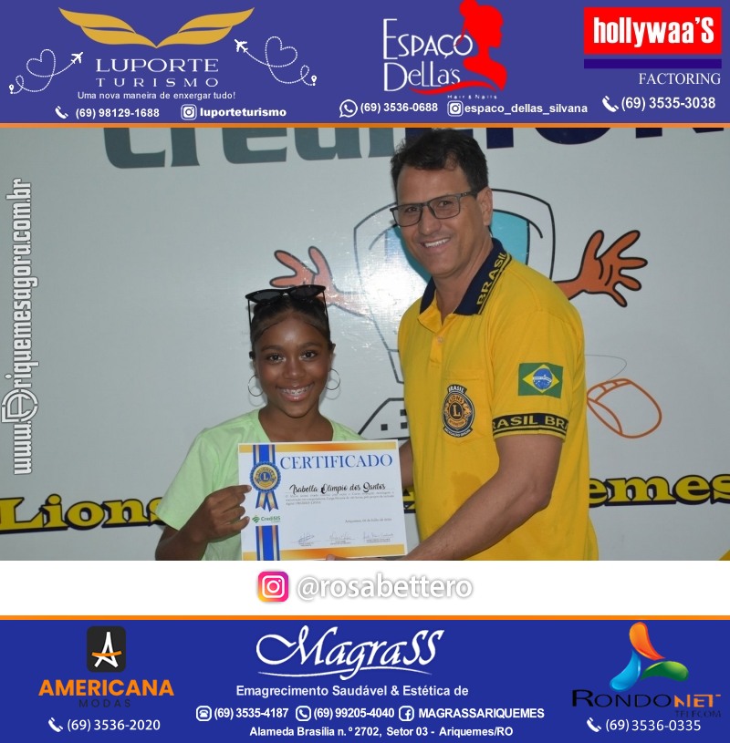 Entrega Certificados Curso Cursos Básico e Avançado do Projeto Inclusão Digital do Lions Clube Canaã em Ariquemes RO