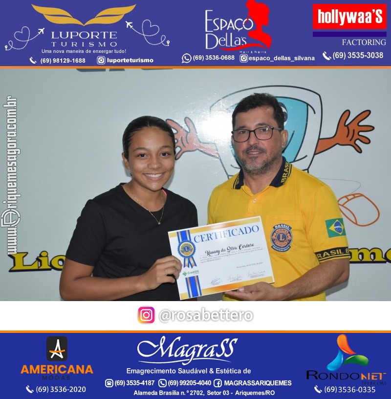 Entrega Certificados Curso Cursos Básico e Avançado do Projeto Inclusão Digital do Lions Clube Canaã em Ariquemes RO