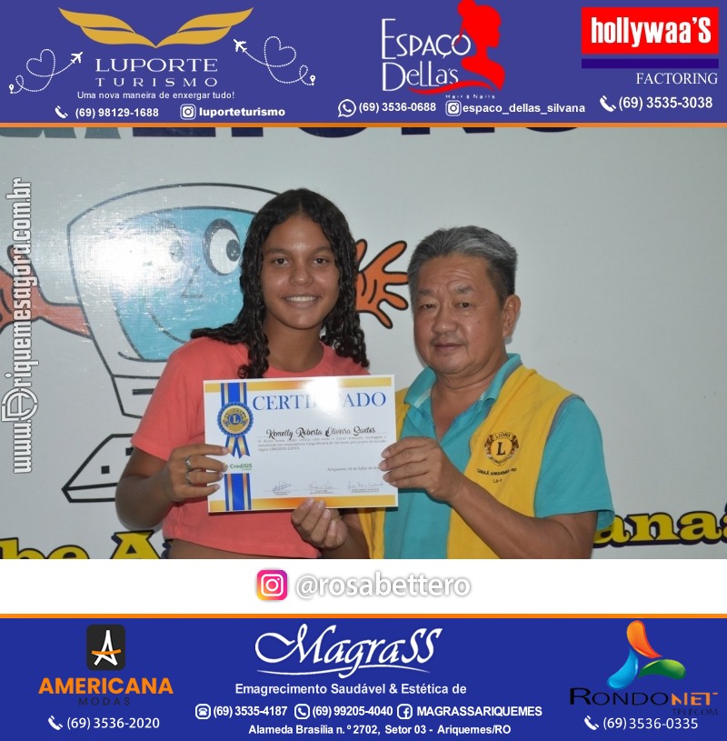 Entrega Certificados Curso Cursos Básico e Avançado do Projeto Inclusão Digital do Lions Clube Canaã em Ariquemes RO