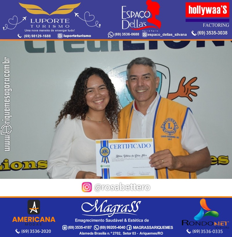 Entrega Certificados Curso Cursos Básico e Avançado do Projeto Inclusão Digital do Lions Clube Canaã em Ariquemes RO