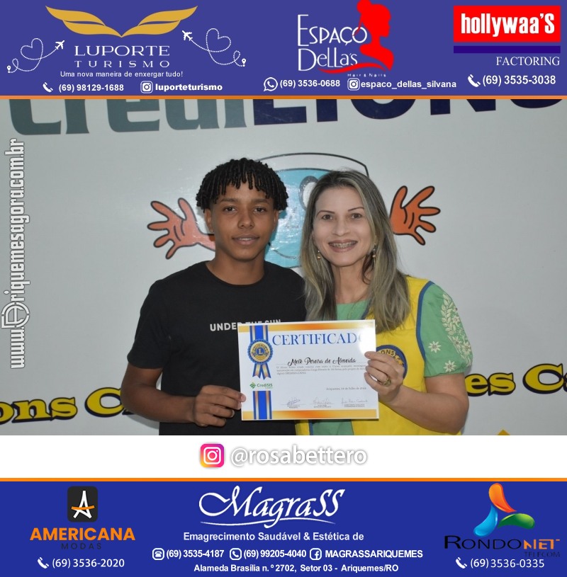 Entrega Certificados Curso Cursos Básico e Avançado do Projeto Inclusão Digital do Lions Clube Canaã em Ariquemes RO