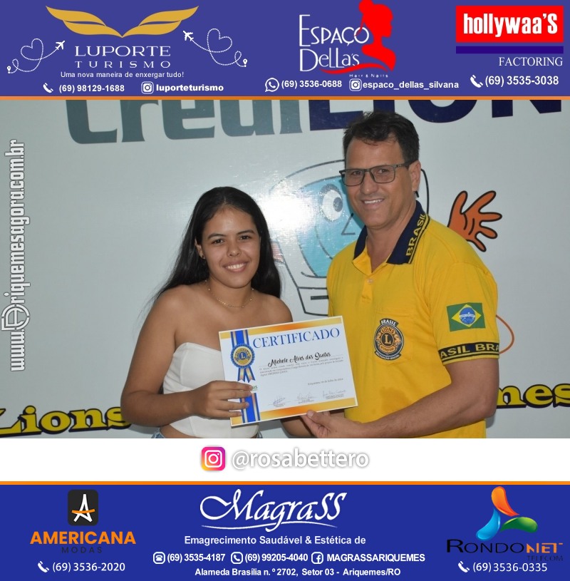 Entrega Certificados Curso Cursos Básico e Avançado do Projeto Inclusão Digital do Lions Clube Canaã em Ariquemes RO