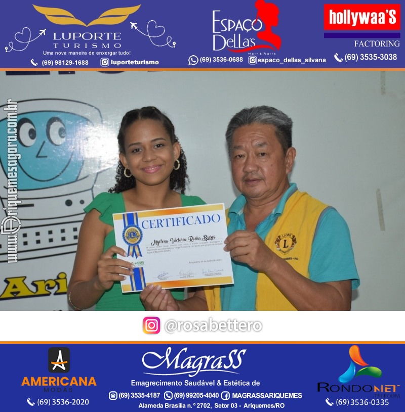 Entrega Certificados Curso Cursos Básico e Avançado do Projeto Inclusão Digital do Lions Clube Canaã em Ariquemes RO