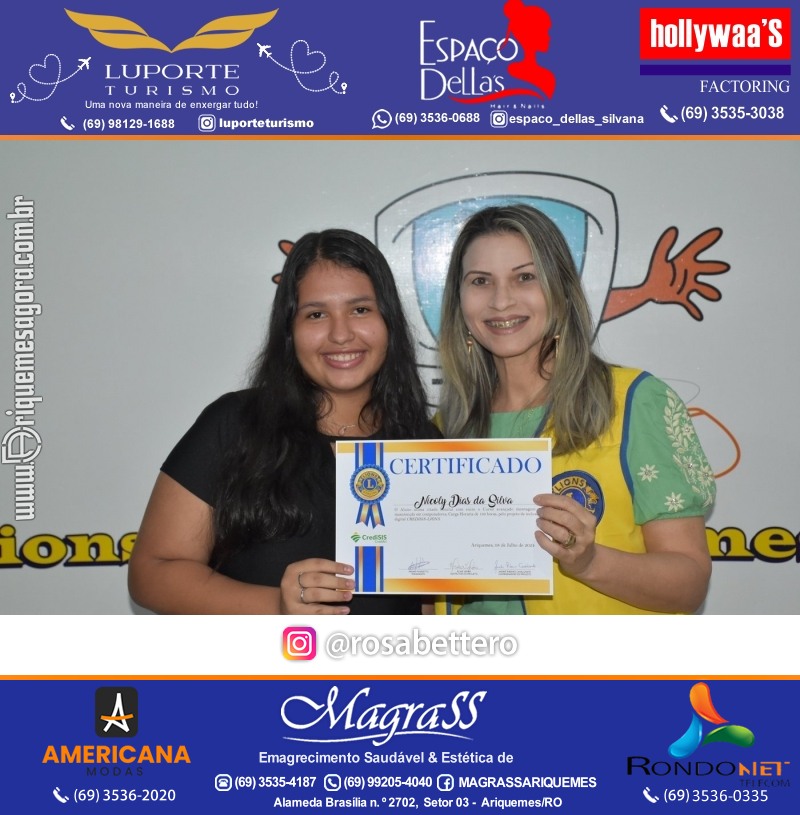 Entrega Certificados Curso Cursos Básico e Avançado do Projeto Inclusão Digital do Lions Clube Canaã em Ariquemes RO