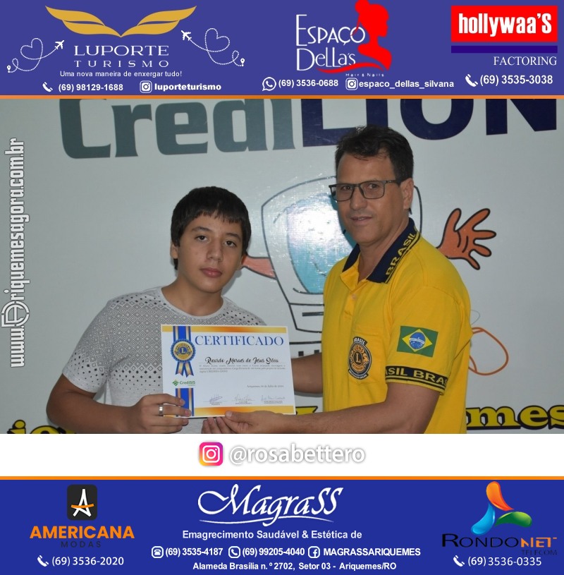 Entrega Certificados Curso Cursos Básico e Avançado do Projeto Inclusão Digital do Lions Clube Canaã em Ariquemes RO