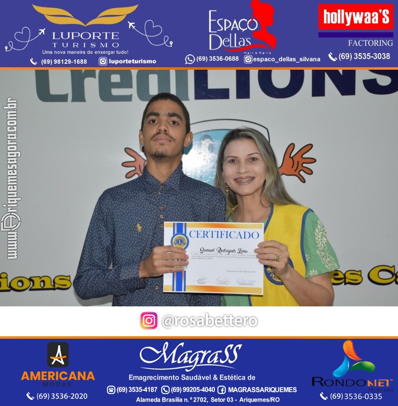 Entrega Certificados Curso Cursos Básico e Avançado do Projeto Inclusão Digital do Lions Clube Canaã em Ariquemes RO