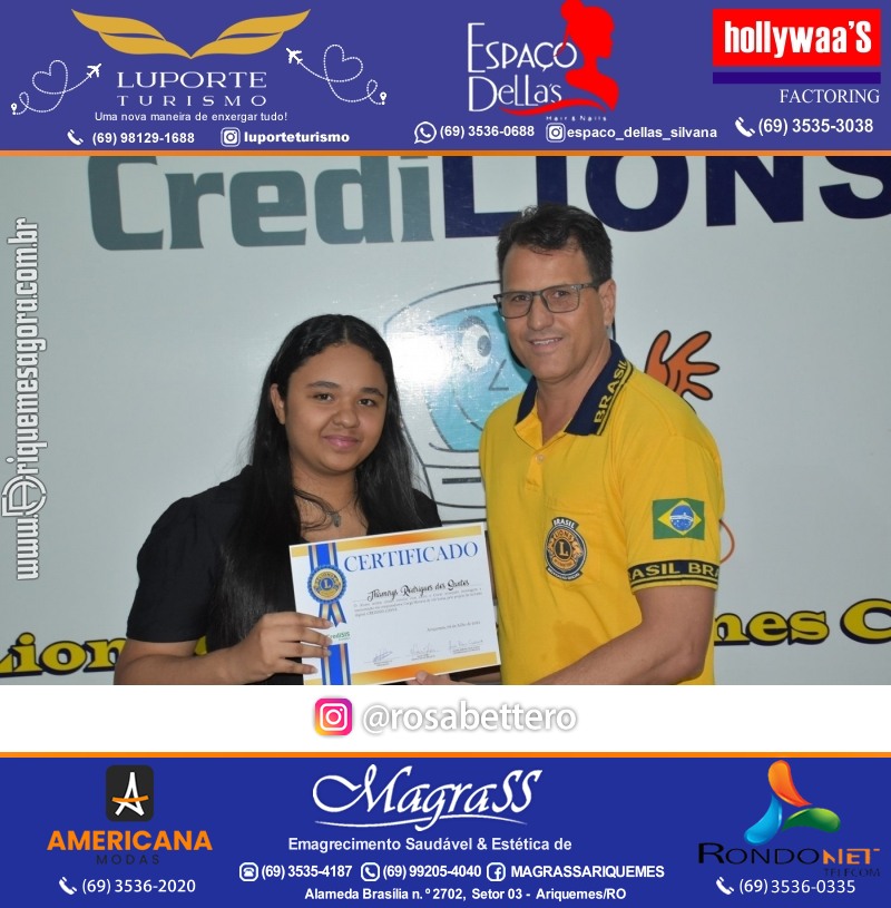 Entrega Certificados Curso Cursos Básico e Avançado do Projeto Inclusão Digital do Lions Clube Canaã em Ariquemes RO