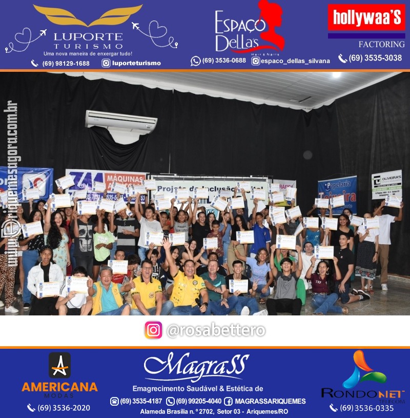 Entrega Certificados Curso Cursos Básico e Avançado do Projeto Inclusão Digital do Lions Clube Canaã em Ariquemes RO