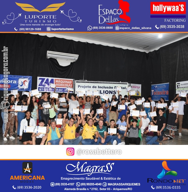 Entrega Certificados Curso Cursos Básico e Avançado do Projeto Inclusão Digital do Lions Clube Canaã em Ariquemes RO