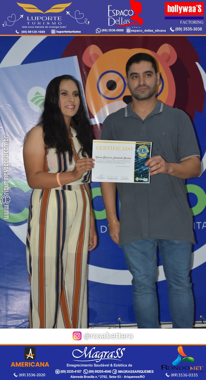 Entrega Certificados Curso Cursos Básico e Avançado do Credilions Projeto Inclusão Digital em Ariquemes RO
