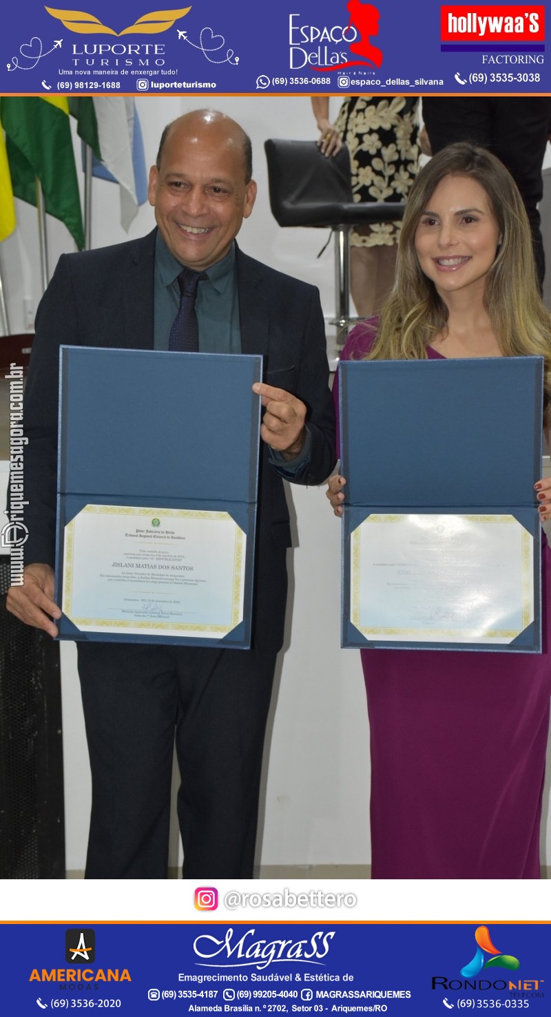Diplomação Prefeita, Vice e Vereadores eleitos em Ariquemes Rondônia