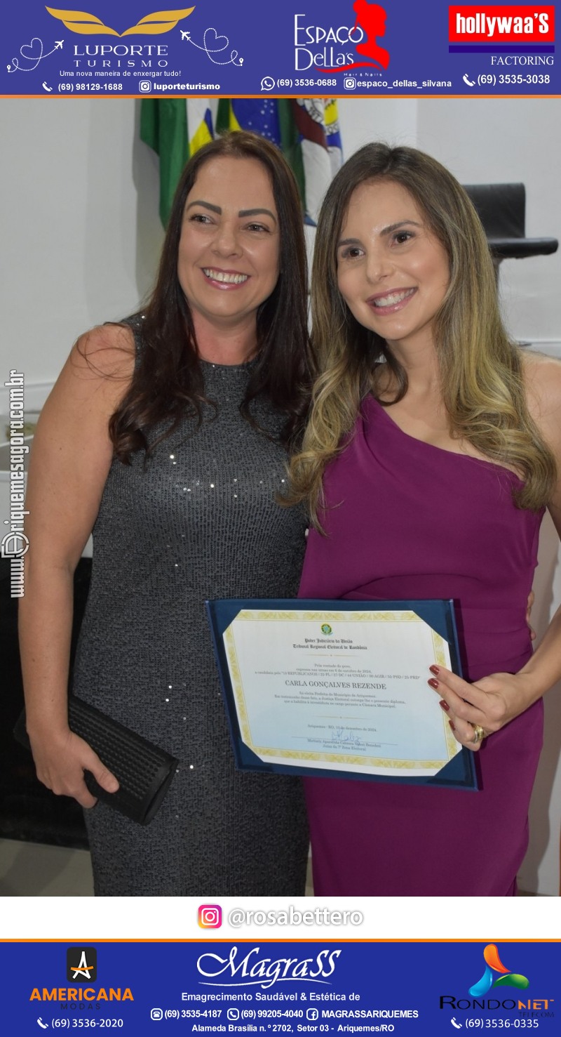 Diplomação Prefeita, Vice e Vereadores eleitos em Ariquemes Rondônia