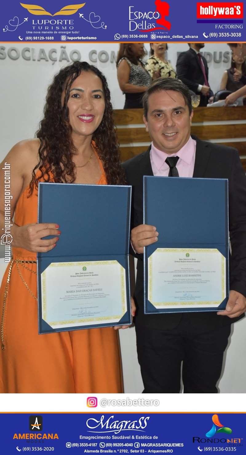 Diplomação Prefeita, Vice e Vereadores eleitos em Ariquemes Rondônia