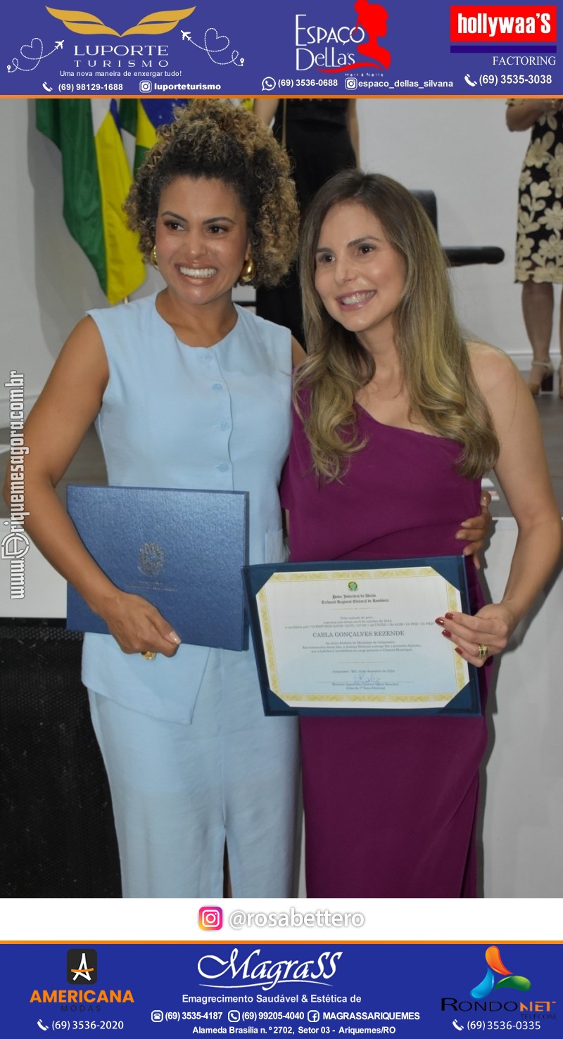 Diplomação Prefeita, Vice e Vereadores eleitos em Ariquemes Rondônia