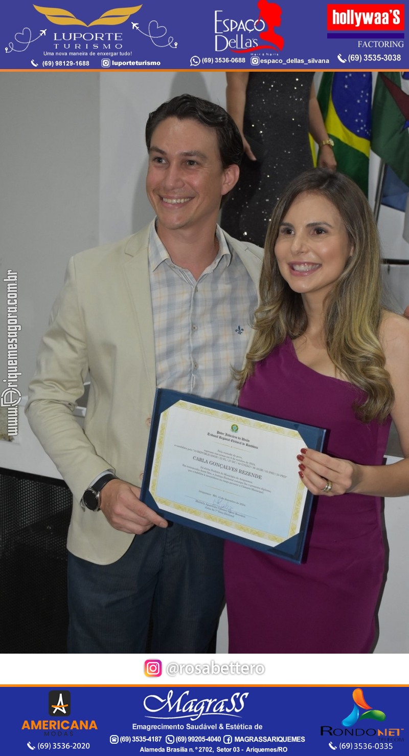 Diplomação Prefeita, Vice e Vereadores eleitos em Ariquemes Rondônia