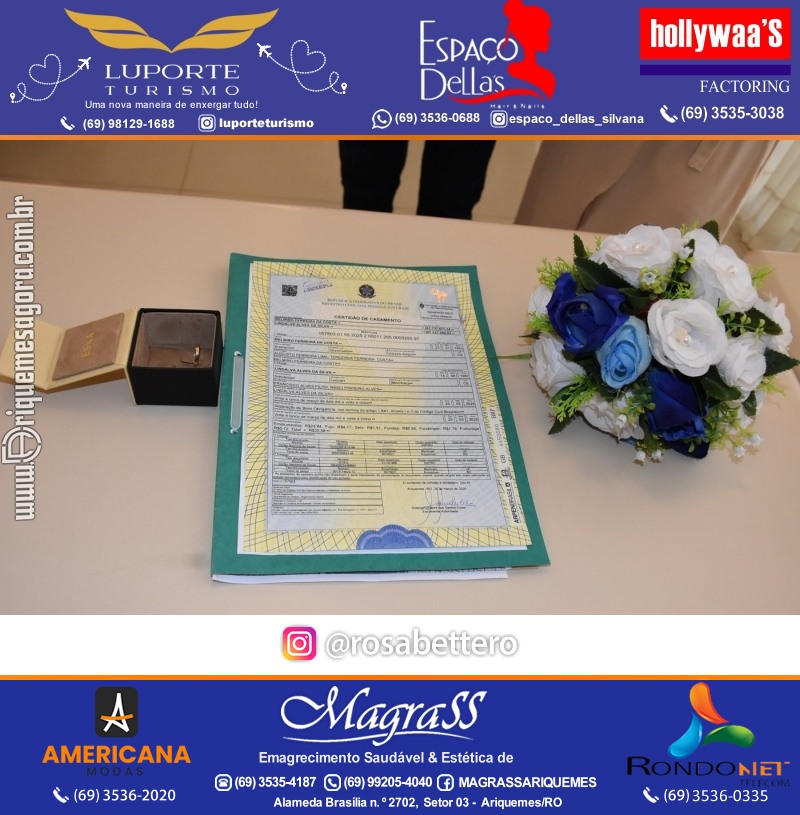 Casamento no Cartório Civil em Ariquemes de Lindalva Alves & Belmiro Ferreira