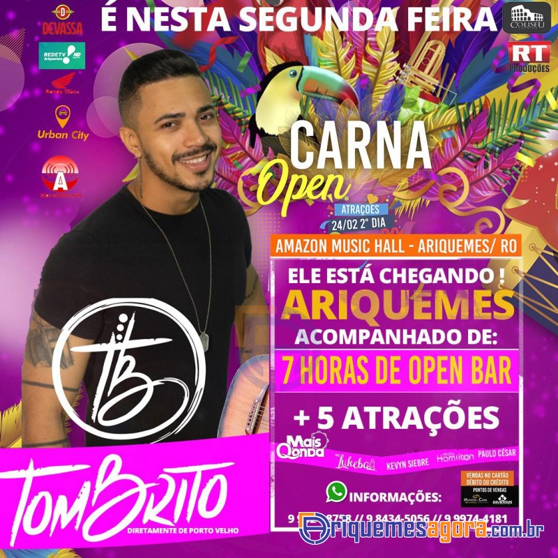 CARNA OPEN com diversas atrações dia 22 e 24 no Amazon Music Hall Ariquemes