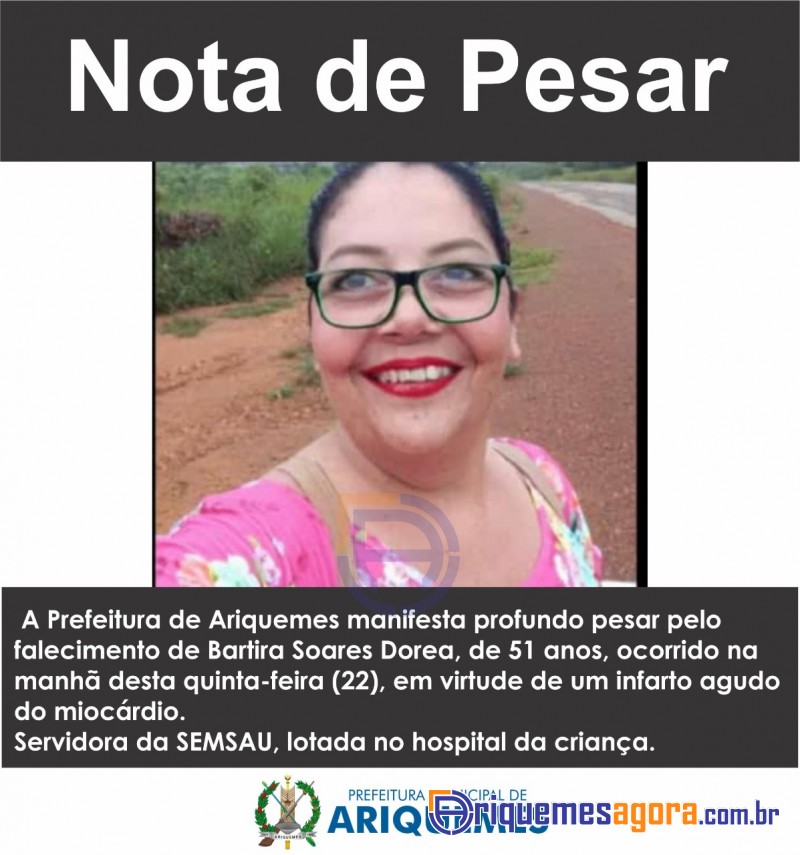 NOTA DE PESAR pelo Falecimento da Sra. Bartira Soares Dorea